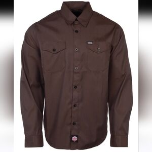 DIXXON Men's Workforce Long Sleeve Work Shirt - Brown & Black
